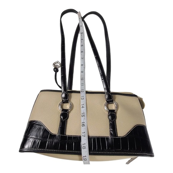 Brighton Black and Cream Crossbody Bag with Silver Hardware - Picture 3 of 5
